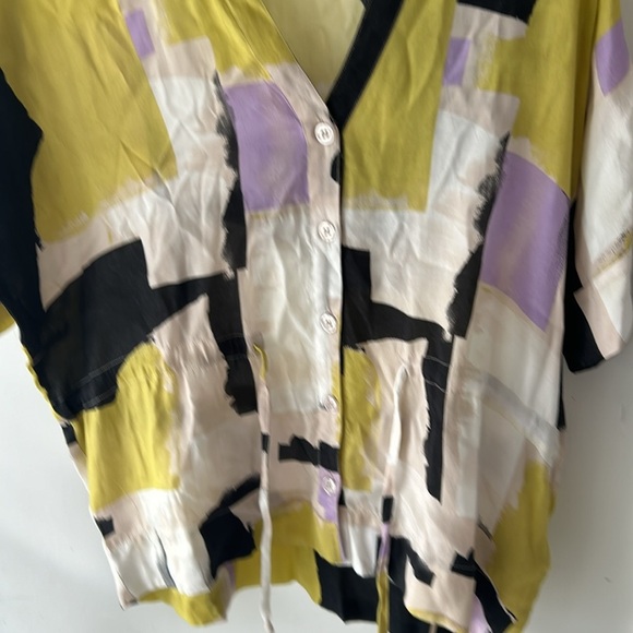 Masai Copenhagen Nordstrom Irekana Abstract Print Drawstring Waist Blouse s - Picture 4 of 9